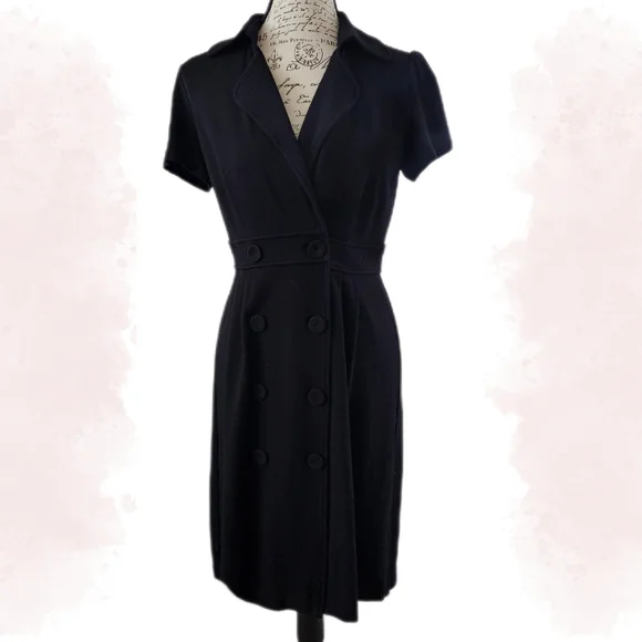 Calvin Klein Vintage 90s Double-breasted  Black Dress  (Stretchy) - Picture 2 of 5